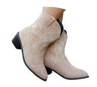 Genérico Botas Cortas de Moda para Mujer, Botas de Cuero Falso con Bordados Florales, Botas Confortables con Cremallera Lateral Ideal para Uso Cotidiano, Fiestas y Ocasiones Especiales