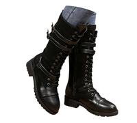 Genérico Botas Cortas de Mujer con Hebillas Decorativas, Botines de Moda con Cremallera Lateral y Tacón Bajo, Calzado Casual Ideal para Uso Diario en el Hogar, Salidas de Ocio y Estilo Urbano