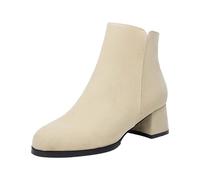 Generico Botas cortas mujer elegantes, botines mujer otoño suaves con tacón, botines vintage botines con tacón de cómodo botas elásticas mujer curvas casual negras botas mujer, beige, 36 EU
