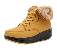 Generico Botas cortas mujer oferta cálida | Botines negros mujer casuales, botas de piel, botines con cordones después de esquiar, zapatos de nieve mujer, botas al aire libre para caminar, amarillo,