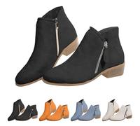Generico Botas cortas mujer tacón bajo, zapatos botas mujer suaves elegantes, botas a prueba de viento botines suaves botas tejanas mujer bajas, botas de moda para mujer, Negro , 41 EU