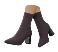 Genérico Botas Cortas Western para Mujer, Botines con Franjas y Costura Decorativa, Calzado de Moda con Cremallera Lateral y Punta Cerrada, Botas de Cuero Comfortables para Uso Diario