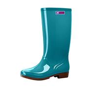 Genérico Botas De Agua Mujer Alta, Bota Impermeable Mujer, Impermeables Talla Grande Suela Gruesa Antideslizante Galochas Casual Moda Cómodo Monocromo Holgados Botas Adecuado Para Días Lluviosos