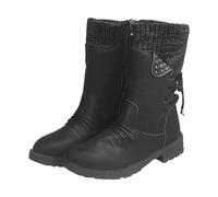 Genérico Botas de Caña Ancha XXL Botas para La Nieve Mujer Botas de Mujer de Longitud Media con Cabeza Redonda y Trasero de tacón bajo de otoño e Invierno Botas Invierno Mujer Impermeable (Black, 38)