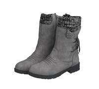 Genérico Botas de Caña Ancha XXL para Nieve de Mujer - Longitud Media, Cabeza Redonda, Tacón Bajo - Otoño e Invierno (Grey, 37)