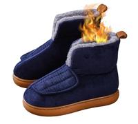 Genérico Botas De Invierno For Diabéticos, Cómodas Zapatillas Sin Cordones Con Correas Ajustables, Forro De Piel Cálido, Zapatos De Interior For Personas Mayores Con Pies Hinchados(Women Blue,35-36)