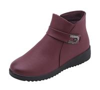 Genérico Botas de Invierno Mujer Con Pelo Botines Bajos Color Cremallera corta Retro Mujer Zapatos planos Botas transpirables Botas de mujer Bota Cowboy Negra Mujer Botines Mujer Para Salir (Wine, 39)