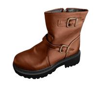 Genérico Botas de invierno retro Botas de nieve con cabeza redonda, botas de fondo grueso de terciopelo, botas cortas casuales para mujer, botas altas cómodas, amarillo, 39 EU Large