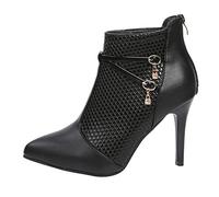 Genérico Botas De Mujer Invierno Altasazul Botas Agua Mujer Botines Finos de tacón con Cremallera en la Parte Posterior de Cuero de Color sólido a la para Botas De Mujer Planas Media CañA (Black, 38)