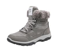 Generico Botas Hombre Invierno Con Piel Zapatos de hombre de moda con suela gruesa y media manga larga par de botas suaves cálidas botas de nieve al aire libre Botas de gamuza, Gris A, 41 EU