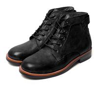 Genérico Botas Motero Retro Hombre - Botas Biker de Cuero Marrón Vintage, Botas de Trabajo Robustas y Estilo Combat con Cordones para Vaqueros(Black,48 EU)