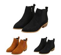 Genérico Botas Mujer De Ante Botines Mujer Cortas Tacón Medio Con Costuras Estilo Romano Cremallera Cómodas Y Diseno Elegante Casual O De Fiesta Zapatos Tallas Grandes Ideal Para Otoño Invierno