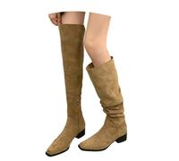 Genérico Botas Mujer Invierno Altas Botas Mujer Cuña con Punta Puntiaguda Cremallera Lateral Moda Retro Plisada Bota Sólido hasta La Rodilla Clásicas Salvaje Elasticos Antideslizantes Casuales Bota
