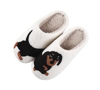 Genérico Botas Negras Cortas para Mujer Zapatillas de Algodón con Patrón de Cachorro para Mujer Zapatillas de Deporte Cálidas y Cómodas para el Hogar Moda Invierno Zapato Soft Air, blanco, 41 EU