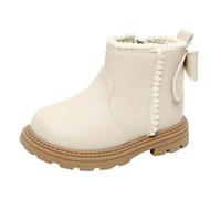 Genérico Botas Niñas Invierno, Botines Infantiles de Cuero Antideslizantes con Moño, Cordones y Cremallera, Suela Gruesa Acolchado Caliente para Niñas, Uso Diario Escuela Ocio