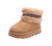 Genérico Botas Niños Invierno Botines Cortos Antideslizantes Pelo Suave Aislamiento Térmico Diseño Étnico Suela Resistente para Niñas Niños Uso Diario Nieve y Caminata