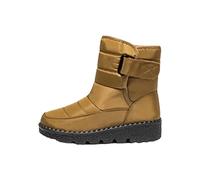 Genérico Botas Plataforma Mitad Mollet Para Mujer Punta Redonda Botas De Nieve Mujer Impermeable Invierno Botines Casual Botines Mollets Bota Antideslizante Bota Color Sólido Chic Zapato 35-44, caqui