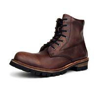 Genérico Botas Vaqueras Western Chukka Retro para Hombre Botas de Moto con Cordones y Cremallera Lateral,Marrón,41