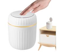 Genérico Bote de basura de mesa de lujo con tapa con botón | Papelera creativa y para escritorio, oficina, sala de estar y estudio Mini papelera a prueba de olores, fácil de limpiar (material PP