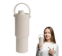 Generico Botella de acero inoxidable, 735 ml taza con pajita térmica | impermeable fondo taza al vacío con tapa gran capacidad interior cerámica para enfermeras escuela deportes