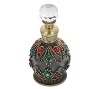 Genérico Botella de Perfume Vintage de Vidrio Rellenable Incrustaciones de Gemas 15 Ml Color Cobre Antiguo para Aceites Esenciales y Decoración del Hogar Adecuado para Viaje y Uso