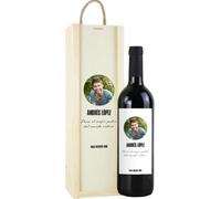 Genérico Botella de Vino Personalizada Caja Regalo Pareja Amigo Amiga Novio Novia San Valentín Cumpleaños (Tinto Rioja, 1 Botella + Caja Regalo)