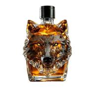Genérico Botella de whisky de lobo, volumen de vidrio de whisky de la cabeza de lobo, un biberón de vidrio con temas de para de cóctel, para hombres, mujeres