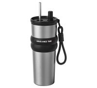 Generico Botella térmica | 710 ml Vaso térmico con pajita, coche para bebidas frías y calientes, deportes, viajes y viajeros