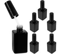 Genérico Botellas de Esmalte de Uñas de Vidrio Negro 15 Ml Cuadradas, 6 Piezas Rellenables con Pincel para Gel y Laca, Frascos Pequeños para Viaje y Salón de Belleza