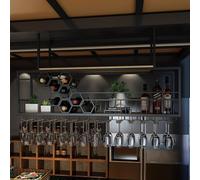 Genérico Botelleros de Techo, Estante Colgante para Copas de Vino, botellero invertido, estantes para Copas y Vasos, Unidad de Bar con estantes flotantes, Estante Decorativo/Estante de Alma