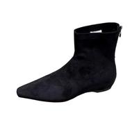 Genérico Botín Mujer Antideslizante con Suela Plana Botines Chelsea Mujer en Ante Cálido y Cómodo Otoño Invierno con Puntera Puntiaguda Botas Casual Bota de Moda para Diario, Negro , 40 EU