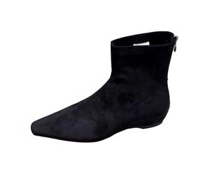 Genérico Botín Mujer Antideslizante con Suela Plana Botines Chelsea Mujer en Ante Cálido y Cómodo Otoño Invierno con Puntera Puntiaguda Botas Casual Bota de Moda para Diario, Negro , 40 EU