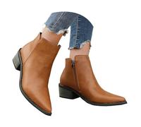 Genérico Botines de Invierno para Mujer, Botas Cortas Acolchadas con Pelo Falso y Cremallera Lateral, Calzado Casual Antideslizante y Cómodo con Hebilla, Ideal para Días Fríos y Caminar