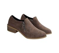 Generico Botines de mujer de invierno elegantes, botas mujer invierno cómodas tacón bajo, botas casuales suaves Chelsea Boots mujer bajos, botines mujer motorista, marrón, 38 EU