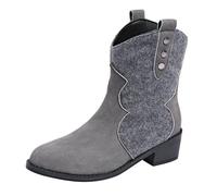Generico Botines de mujer elegantes, botas mujer invierno casual tacón bajo, botines suaves botines impermeables botines mujer motorista bajos, botas tejanas mujer, gris, 37 EU
