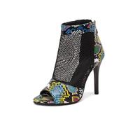 Genérico Botines Mujer Estampado Serpiente Tacón Stiletto Peep Toe Bombas Mesh Cierre Cremallera Trasero Tacón Alto Parte Superior de Malla Transparente Cuero Sintético,Snake Pattern 2,47 EU