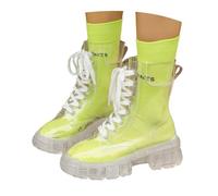 Genérico Botines Mujer Tacón Plano Moda Cordones Plantilla Plataforma Transparente Escarcha Verano 2026 Botines Jelly, Luz verde, 43 EU