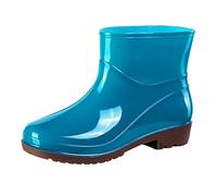 Genérico Botines Negras para Mujer Tacones Botas de Lluvia Cortas para Mujeres Tobillo Impermeable Bota de Lluvia sin Cordones Bota de Jardín Señoras al aire libre con Confort Botín Tacón Cuña, azul