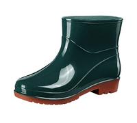 Genérico Botines Negras para Mujer Tacones Botas de Lluvia Cortas para Mujeres Tobillo Impermeable Bota de Lluvia sin Cordones Bota de Jardín Señoras al aire libre con Confort Botín Tacón Cuña, verde