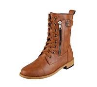 Genérico Botines Negro Mujer Botines Mujer Tacón Medi-Mollet Vintage Casual Cómodo Botas Cremallera Lateral Sin Encaje Entretenimiento Semi-Altas Chelsea Botas, Marrón B, 37 EU