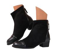 Genérico Botines para Mujer, Botas Cortas de Moda con Hebilla Decorativa y Cremallera Lateral, Suela Gruesa, Calzado Casual y Cómodo para Otoño e Invierno, Ideal para Día a Día y Look Urbano