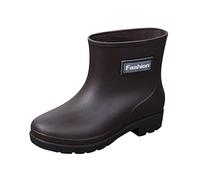 Genérico Botines Plataforma para Mujeres Tacones Mujeres Botas Cortas Botas de Lluvia para Mujeres Tobillo Impermeable Botas de Lluvia sin Cordón Jardín Bota Zapatos de Zapatilla Piel, marrón, 39 EU