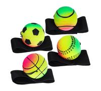 Genérico Bounce Back Ball, Wrist Rebound Ball, Fitness Strength Toy, Elastic String Attachment, Adjustable Wristband, Indoor Outdoor Exercise, 2.48 Inches, Multi Color, 4 Pieces