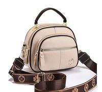 Genérico Bousalutend Crossbody Bag, Adjustable Wide Shoulder Strap Leather Shoulder Bag, Classic Luxury Multifunctional Compartments (Beige)