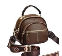 Genérico Bousalutend Crossbody Bag,Bousalutend Purse, Multifunctional Compartments Adjustable Wide Strap Leather Crossbody Bag (Coffee)