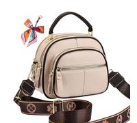 Genérico Bousalutend Crossbody Bag, Classic Multifunctional Compartments Adjustable Wide Shoulder Strap Leather Crossbody Bag (Light Khaki)
