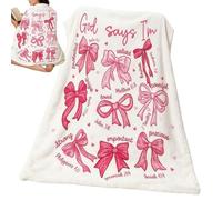 Genérico Bow Blanket - Polyester 100x130cm, Pink Design Christmas Blanket, Decorative Throw Blankets Soft Warm Washable Fabric | Home Style Cover, Throw Blankets For Sofa, Bed, Dorm, Office