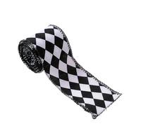 Genérico Bow Making, Polyester Ribbon, 455 x 6.5 cm, Wire-Reinforced, for Holiday Decorations, Christmas Wreaths, Wedding Favours, Mantelpiece Decor, Black and White