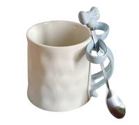 Genérico Bow Mug Pink - 9.2cm Ceramic Mugs With Handle And Coffee Spoon, Charming Ribbon 500ML Tea Cup, Drinkware Beverage Tableware Gift - For Hot Chocolate
