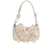 Genérico Bow Pearl Purse, Cute Sweet PU Leather Handbag, Bow Pearl Tea Party Purse, Elegant Birthday Wedding Cocktail Evening Cross Body Shoulder Bag